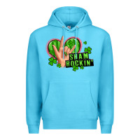 Ocean Blue shamrockin' rock n roll female hand Premium Hoodie - Artiststas
