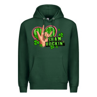 Sports Green shamrockin' rock n roll female hand Premium Hoodie - Artiststas