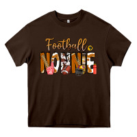 Chocolate Brown football NONNiE Heavy Core Tee - CowhideDigitalArt