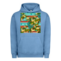 Pigment Pebble Blue camouflage serape gemstone seamless pattern Urban Hoodie - BundleAndBundleShop