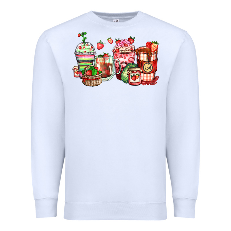 Strawberry Farm Fresh Coffee Cups Premium Sweatshirt by Zillion Design Studio | Teevron