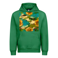 Emerald camouflage turquoise glitter sunflowers seamless pattern Urban Hoodie - BundleAndBundleShop