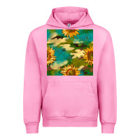 Fuchsia Pink camouflage turquoise glitter sunflowers seamless pattern Urban Hoodie - BundleAndBundleShop
