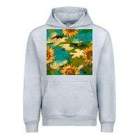Heather Grey camouflage turquoise glitter sunflowers seamless pattern Urban Hoodie - BundleAndBundleShop