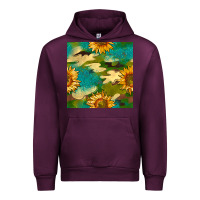 Mauve Wine camouflage turquoise glitter sunflowers seamless pattern Urban Hoodie - BundleAndBundleShop