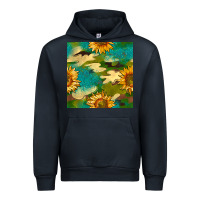 Navy camouflage turquoise glitter sunflowers seamless pattern Urban Hoodie - BundleAndBundleShop