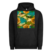 Camouflage Turquoise Glitter Sunflowers Seamless Pattern Urban Hoodie | Teevron