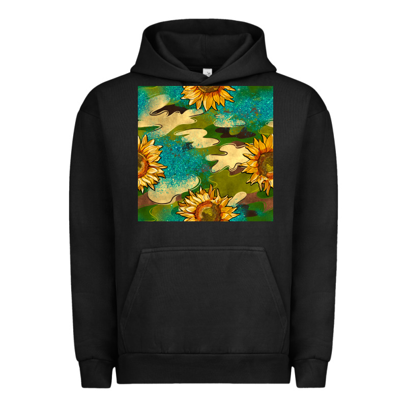 Camouflage Turquoise Glitter Sunflowers Seamless Pattern Urban Hoodie by BundleAndBundleShop | Teevron