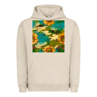 Pigment French Oak camouflage turquoise glitter sunflowers seamless pattern Urban Hoodie - BundleAndBundleShop