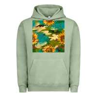 Pigment Oil Green camouflage turquoise glitter sunflowers seamless pattern Urban Hoodie - BundleAndBundleShop
