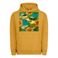 Pigment Peanut Butter camouflage turquoise glitter sunflowers seamless pattern Urban Hoodie - BundleAndBundleShop
