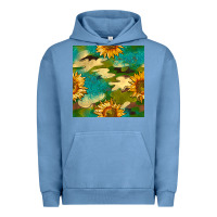 Pigment Pebble Blue camouflage turquoise glitter sunflowers seamless pattern Urban Hoodie - BundleAndBundleShop