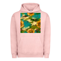 Pigment Salmon camouflage turquoise glitter sunflowers seamless pattern Urban Hoodie - BundleAndBundleShop