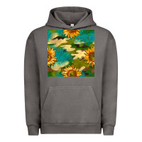 Pigment Tornado camouflage turquoise glitter sunflowers seamless pattern Urban Hoodie - BundleAndBundleShop