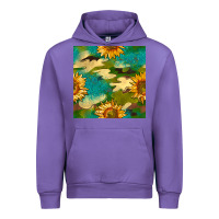 Tulip camouflage turquoise glitter sunflowers seamless pattern Urban Hoodie - BundleAndBundleShop