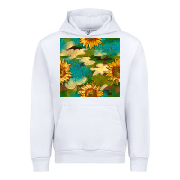 White camouflage turquoise glitter sunflowers seamless pattern Urban Hoodie - BundleAndBundleShop