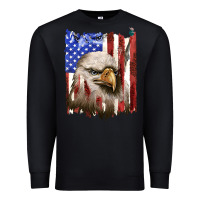 Black usa flag with eagle head Premium Sweatshirt - texasbilliewilder