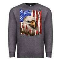 Charcoal Heather usa flag with eagle head Premium Sweatshirt - texasbilliewilder