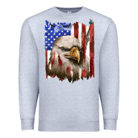 Heather Grey usa flag with eagle head Premium Sweatshirt - texasbilliewilder