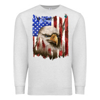 Oatmeal Heather usa flag with eagle head Premium Sweatshirt - texasbilliewilder