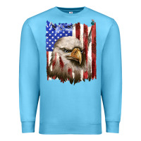Ocean Blue usa flag with eagle head Premium Sweatshirt - texasbilliewilder