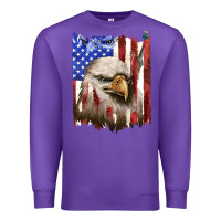 Purple usa flag with eagle head Premium Sweatshirt - texasbilliewilder