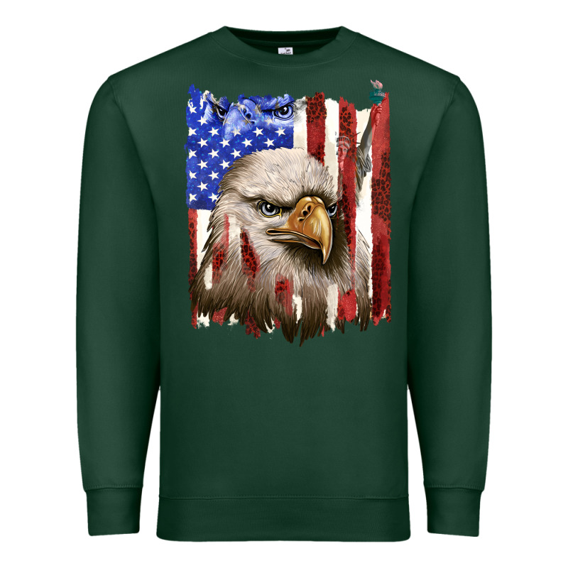 Usa Flag With Eagle Head Premium Sweatshirt by texasbilliewilder | Teevron
