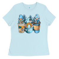 Baby Blue winter coffee gnome Ladies Tee - BarkalooDesign