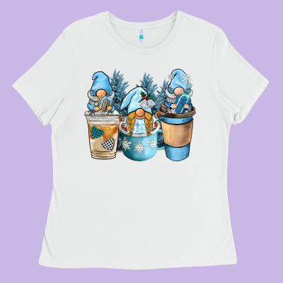 Winter Coffee Gnome Ladies Tee Designed By Barkaloodesign