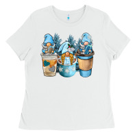 White winter coffee gnome Ladies Tee - BarkalooDesign