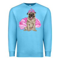 Ocean Blue balerina pug with tutu Premium Sweatshirt - RanaPortraitStore