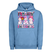 Pigment Pebble Blue freaking freezing with Snowmans Urban Hoodie - AdoDesignShop