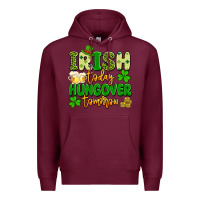 Burgundy irish today hungover tomorrow Premium Hoodie - Artiststas