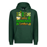 Sports Green irish today hungover tomorrow Premium Hoodie - Artiststas