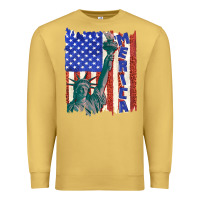Antique Gold usa flag with statue of liberty Premium Sweatshirt - texasbilliewilder