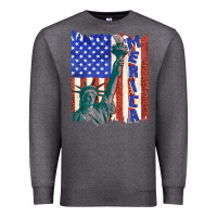Charcoal Heather usa flag with statue of liberty Premium Sweatshirt - texasbilliewilder