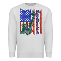 Dove Grey usa flag with statue of liberty Premium Sweatshirt - texasbilliewilder