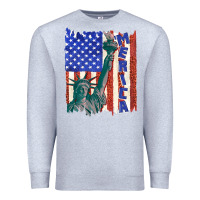 Heather Grey usa flag with statue of liberty Premium Sweatshirt - texasbilliewilder