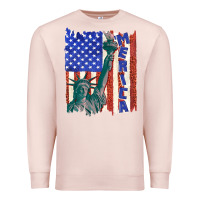 Pale Pink usa flag with statue of liberty Premium Sweatshirt - texasbilliewilder