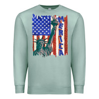 Seafoam usa flag with statue of liberty Premium Sweatshirt - texasbilliewilder