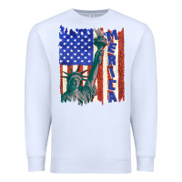 White usa flag with statue of liberty Premium Sweatshirt - texasbilliewilder