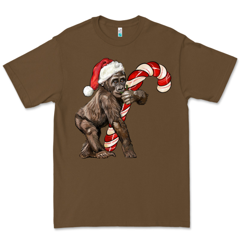 Christmas Candy Cane Baby Gorilla Premium Tee by LillyAllenDesigns | Teevron