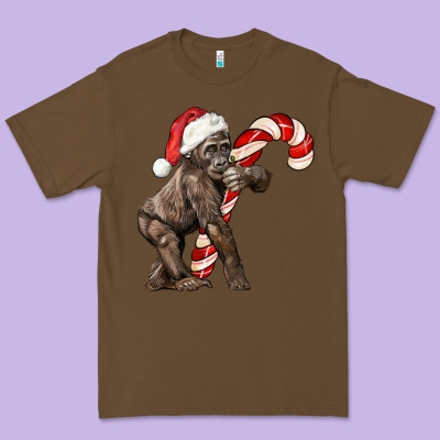 Christmas Candy Cane Baby Gorilla Premium Tee Designed By Lillyallendesigns