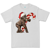 Dove Grey Christmas Candy Cane Baby Gorilla Premium Tee - LillyAllenDesigns
