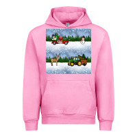 Fuchsia Pink christmas snow truck seamless pattern Urban Hoodie - BundleAndBundleShop