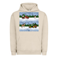 Pigment French Oak christmas snow truck seamless pattern Urban Hoodie - BundleAndBundleShop