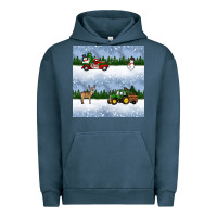Pigment Midnight Navy christmas snow truck seamless pattern Urban Hoodie - BundleAndBundleShop