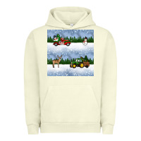 Pigment Pistachio christmas snow truck seamless pattern Urban Hoodie - BundleAndBundleShop