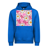 Cobalt breast cancer awareness with daisy and heart seamless pattern Urban Hoodie - BundleAndBundleShop