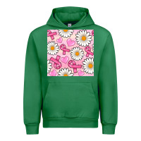 Emerald breast cancer awareness with daisy and heart seamless pattern Urban Hoodie - BundleAndBundleShop